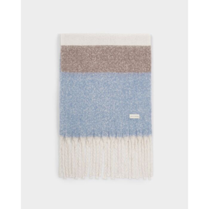 Katie Loxton Recycled Striped Tassel Scarf - Blue